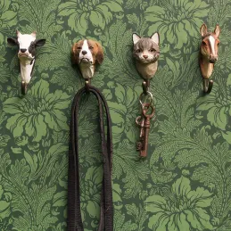 Patère animal en bois sculpté à la main et métal