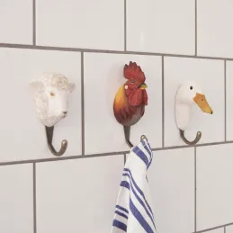 Patère animal en bois sculpté à la main et métal