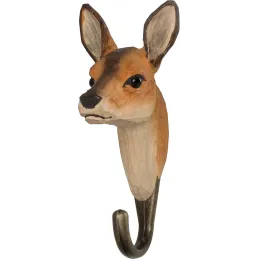 Patère animal en bois sculpté à la main et métal