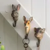 Patère animal en bois sculpté à la main et métal
