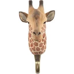 Patère animal en bois sculpté à la main et métal