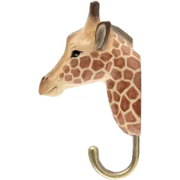 Patère animal en bois sculpté à la main et métal