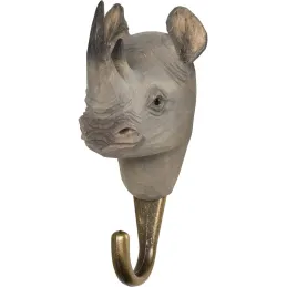 Patère animal en bois sculpté à la main et métal