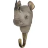 Patère animal en bois sculpté à la main et métal