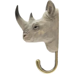 Patère animal en bois sculpté à la main et métal