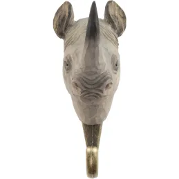 Patère animal en bois sculpté à la main et métal