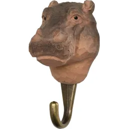 Patère animal en bois sculpté à la main et métal
