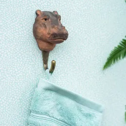 Patère animal en bois sculpté à la main et métal
