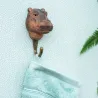 Patère animal en bois sculpté à la main et métal