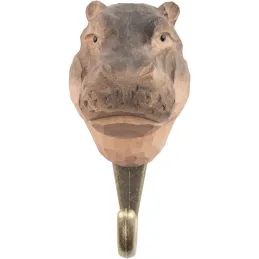 Patère animal en bois sculpté à la main et métal
