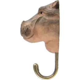 Patère animal en bois sculpté à la main et métal