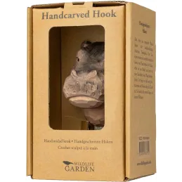 Patère animal en bois sculpté à la main et métal