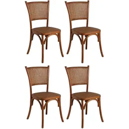 Chaise en hêtre et rotin, dossier en cannage