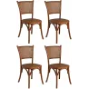 Chaise en hêtre et rotin, dossier en cannage