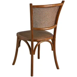 Chaise en hêtre et rotin, dossier en cannage