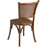 Chaise en hêtre et rotin, dossier en cannage