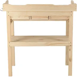 Table à rempoter en pin avec plateau zinc
