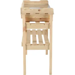 Table à rempoter en pin avec plateau zinc