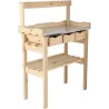 Table à rempoter en pin avec plateau zinc