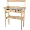 Table à rempoter en pin avec plateau zinc