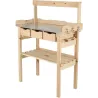 Table à rempoter en pin avec plateau zinc