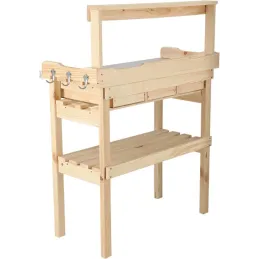 Table à rempoter en pin avec plateau zinc