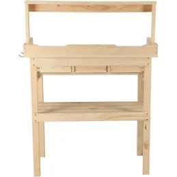 Table à rempoter en pin avec plateau zinc