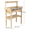 Table à rempoter en pin avec plateau zinc