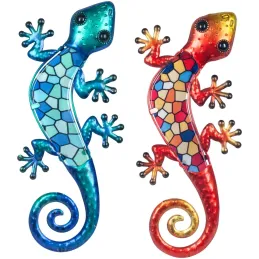 Lézard décoratif en métal et verre avec mosaique (Lot de 2)