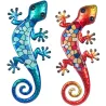 Lézard décoratif en métal et verre avec mosaique (Lot de 2)