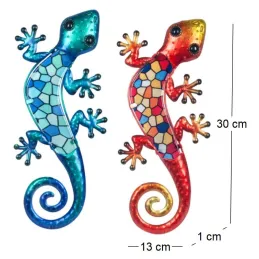 Lézard décoratif en métal et verre avec mosaique (Lot de 2)