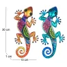(Lot de 2)Gecko décoratif en métal et verre avec points colorés