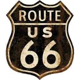 Décoration murale Route US 66 en métal 30 x 35 cm