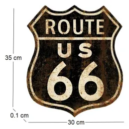 Décoration murale Route US 66 en métal 30 x 35 cm