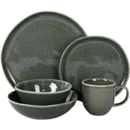 Assiette en grès vert Black Forest (Lot de 6)