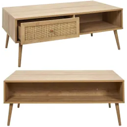 Set meuble TV en bois 2 portes et table basse 1 tiroir Bali
