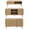 Set buffet 3 portes + meuble TV en bois 2 portes et table basse 1 tiroir Bali