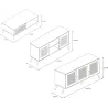 Set buffet 3 portes + meuble TV en bois 2 portes et table basse 1 tiroir Bali