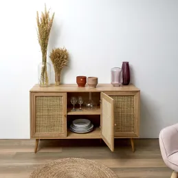 Set buffet 3 portes + meuble TV en bois 2 portes et table basse 1 tiroir Bali