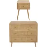 Set commode en bois 3 tiroirs et chevet 1 tiroir Bali