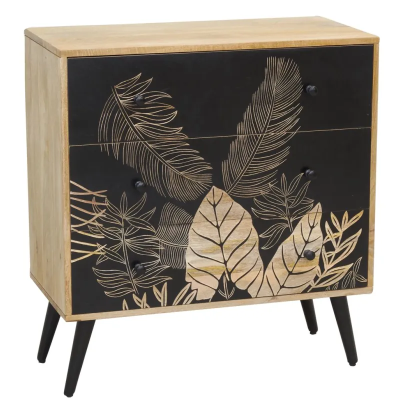 Commode en manguier naturel et teinté noir TROPICA