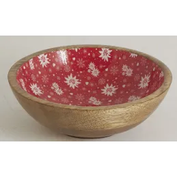 Corbeille en manguier et résine décor Edelweiss