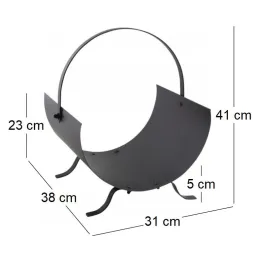 Porte-bûches design en métal noir