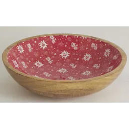 Corbeille en manguier et résine décor Edelweiss
