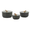 Boites rondes en métal laqué noir (Lot de 3)