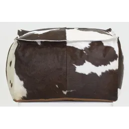 Pouf carré en peau de vache véritable