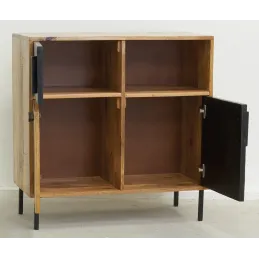 Commode en manguier naturel et teinté noir Damier
