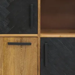 Commode en manguier naturel et teinté noir Damier