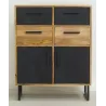 Commode en manguier naturel et teinté noir Damier