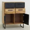 Commode en manguier naturel et teinté noir Damier